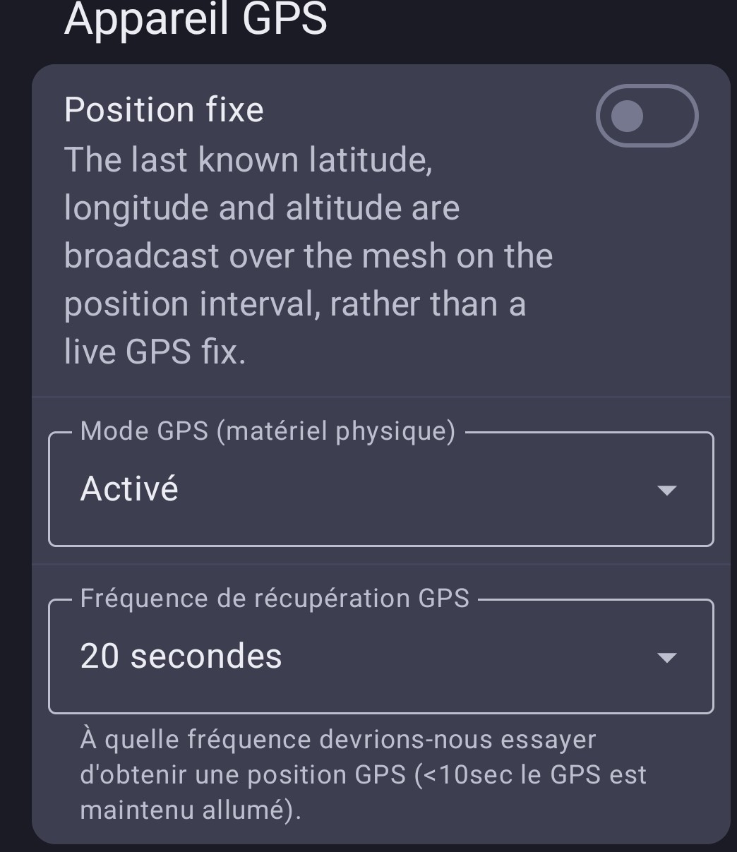 Paramètrage GPS